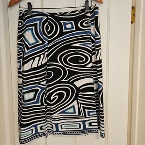 Linda Allard Ellen Tracy Silk Print Skirt